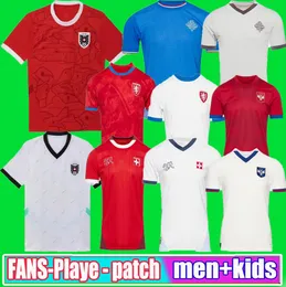 Novo camisa de futebol tcheco Reublic Switzerland Home Afay 24/25 Áustria Azul Vermelho Branco 2024 2025 Islândia Camisas de futebol Sorbia Camisola Euro