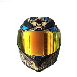 Мотоциклетные шлемы Одобренный ECE мотоциклетный шлем с полным лицом и моющейся подкладкой, с быстросъемным гоночным шлемом в стиле золотой шерсти Casco CassqueL204