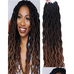 Synthetic Hair Extensions Wave Ombre Curly Cloghet Braiding Goddess Faux Locs 18 Inches Soft Dreads Dreadlocks For Drop Delivery Produ Dhcml