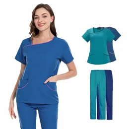 summer Medical Uniforms for Women Scrubs Sets Thin Doctors Clothes Quick Dry Nurses Uniform Dental Clinic Beauty Sal Workwear j16C#