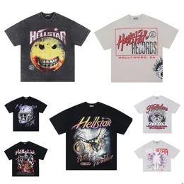 Mens T-shirts Hellstar Hoodies Designer Shirts Män Lose Hoodie Tees High Street T Shirt Rapper Wash Gray Heavy Craft Uni Short Sleeve Otklk
