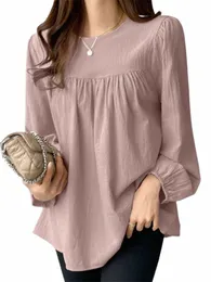 Zanzea Herbst Fi Einfarbige Bluse Frauen Volle Hülse O-ansatz Tunika Tops Koreanische Elegante Casual Hemd Lose Arbeit OL Blusas O9CH #