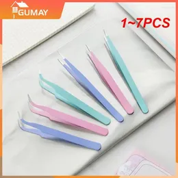 شرب القش 1-7pcs plier متعددة الوظائف للملصقات الأظافر مع غطاء السيليكون من الفولاذ المقاوم للصدأ مقطع الكوع/نهاية التوأمة النهائية المستقيمة