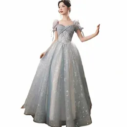 Formalne Dr Women eleganckie eleganckie romantyczne niebo niebieskie Dres Light Temperament Princik Banquet Dr Vestidos de Fiesta n5ny#