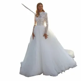 2023 Gnade Ziemlich Luxus Princ Hochzeit Kleid Modest O Neck Lg Ärmeln Muslimischen Braut Kleid Brautkleid Vestidos de Novia 19CH #