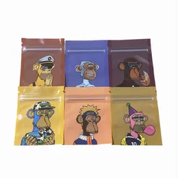 빈 포장 가방 1 그램 작은 mylar bag 1G 포장 가방 지퍼 건조 허브 재현 가능한 7x9cm 몽키 젤라토 모양 플라스틱 케이스