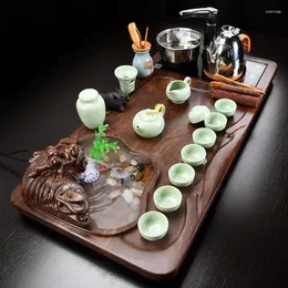Teaware sätter högkvalitativt yixing lila sandteset keramisk tekanna handgjorda tekoppar gaiwan tureen ceremoni