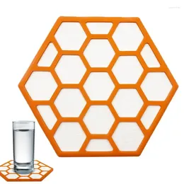 Bordmattor Diatomaceous Earth Counter Mat Stone Torkning Diatomite Kök Tillbehör Hexagonal dränering för badrum