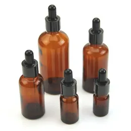 Ny 2024 1 st tom droppflaska bärnsten eterisk oljeglas aromaterapi flytande brun 5-50 ml droppe för massagepipettflaskor påfyllningsbar för