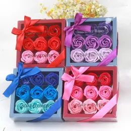 Decorative Flowers Romantic Soap Rose Gift Box 9Pcs/set Artificial Flower Scented Bath For Birthday Wedding Party