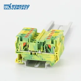 PT4-PE Push-in 4mm² Ground Din Rail Feed-Through Terminal Block Earth Strip Connector Wire Electrical Connector PT 4-PE