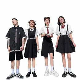 Gonna giapponese School Girl Inghilterra Mini Black Dr Fi Solid Vita alta Harajuku Gonne Jk Camicia uniforme Sailor Dres s40t #