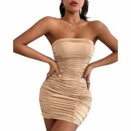 Sexy Off Schulter Bh Bodyc Mini Dr frauen Sleevel Backl Plissee Slim Fit Wrap Hüfte Dr Party Nachtclub Dr G2RD #