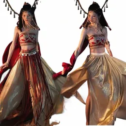 Hanfu kvinnlig Dunhuang Apsara Dance Open kjol Performance Costume Western Regi Girl Desert Fothough Poto N5yo#