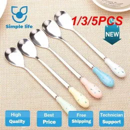Spoons 1/3/5PCS Ceramic Handle Coffee Spoon Long Stainless Steel Stirring Rod Appliance Honey
