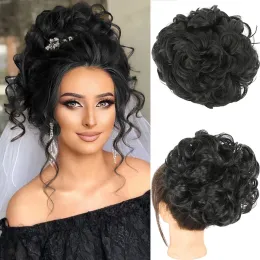 Chignon chignon lupu capelli disordini panino ondulato riccio ondulato chignon capelli sintetici per capelli accoppiti pannelli per capelli updo corsetti coda di cavallo per donne