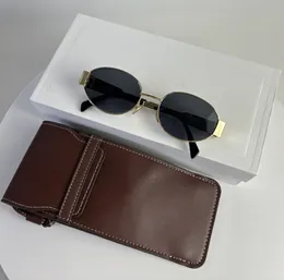 Herren-Designer-Celiene-Sonnenbrille, Damenbrille, Damen-Sonnenbrille, Straßenfoto, UV400, Metall-Vollrahmen, ovale Laufsteg-Sonnenbrille, braunes Etui, Geschenkbox