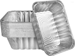Одноразовая посуда NYHI Серебристая алюминиевая прямоугольная форма для выпечки, набор из 4 предметов. Равномерное распределение тепла. Идеально подходит для жарки на столе.