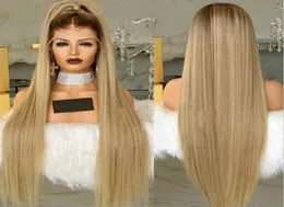 Ailin rak blond syntetisk spets front remy peruk simulering mänskligt hår mjukt snörning wigs hög kvalitet9869991