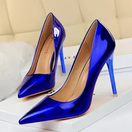 Donne Fetish 105 cm Teli alti pompe per matrimoni Bridal Stiletto Lady Scarpins Office Party Green Blue Shoes 240329
