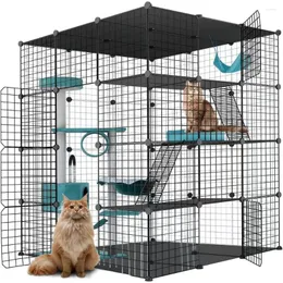 Portadores de gatos grande gaiola gabinete interior diy cercadinho pet casa pequena casa animal destacável fio metal canis caixa exercício