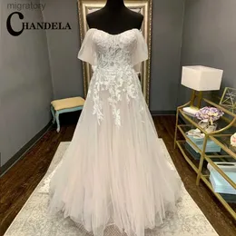 Urban Sexy Dresses CHANDELA Attractive Strapless A-Line Wedding Dress for Women Bride Lace Appliques Tulle Zipper Button Chapel Train Customised yq240329