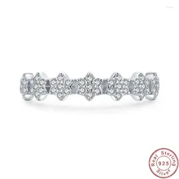 Кольца кластера JIALY, сверкающие европейские пять звезд, CZ S925, стерлинговое серебро, кольцо на палец для женщин, ювелирные изделия на день рождения и свадьбу