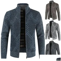 Männer Jacken Herren Stricken Einfarbig Pullover Mantel Stehkragen Verdickung Strickjacke Revers Retro Warm Halten Mode Oberbekleidung Drop Del Dhlja