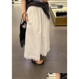 Skirts Encounter Black And White Seiko Washed Cotton Hand Embroidered Lace Half Skirt 2023 Women Drop Delivery Apparel Womens Clothing Otrls