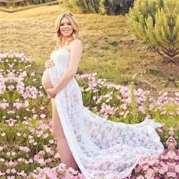 Mulheres grávidas vestido de maternidade para pogal po shoot verão rendas maxi vestido gravidez roupas para grávidas 240319