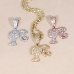 Nuova collana con ciondolo a forma di cuore bling ghiacciato, colore argento dorato, zircone cubico, re, ragazza ghiacciata, moda per uomo, gioielli hiphop