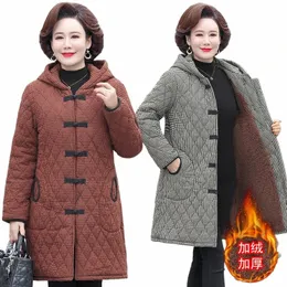 Parkas Cott Coat Female Mid-Längd Winter Jacka Women Coat Stor storlek Plaid plus Veet Thicken Warm Winter Outwear P8TL#
