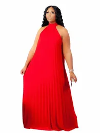 red Plus Size Dres 4XL 5XL Halter Lg Loose Chiff Outfits Pullover Sleevel Evening Birthday Cocktail Party Gowns 2023 F1cl#