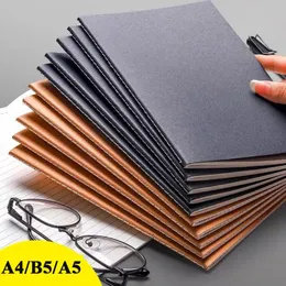 40シート80ページA4 Kraft Paper Grid Notebook B5ブラックカードカバーブックA5ラインメモ帳厚いシンプルな文学DIY日記240329