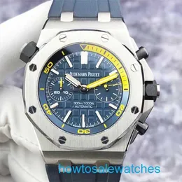 Mens AP Wristwatch Royal Oak Offshore Series 26703ST Mens Watch Blue Dial Yellow Diving Ring 42mm Automatic Mechanical Watch