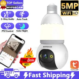 Tuya WiFi 5MP E27 Bulb Camera 360 ° Panoramaövervakningskamera LED -lampa Hem Säkerhet Baby Monitor Color Night Vision IP Cam 240326