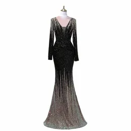 Sexig Deep V paljetter LG STEES STIL SIMERAIT ENTHING DRES VESTIDOS Formales Vestidos de Fiesta Robe de Soiree de Mariage B0wa#