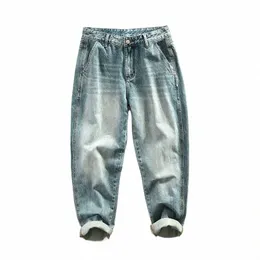clássico Fi Mens Blue Denim Pant High Street Causal Vintage Wed Baggy Jeans Cott Mid-cintura Jeans Retos Calças Juventude b3xY #