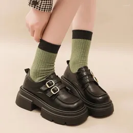 Dress Shoes 2024 High Quality Female Slip On Women's Pumps Autumn Round Toe Solid Buckle Beading Platform Water Proof Women
