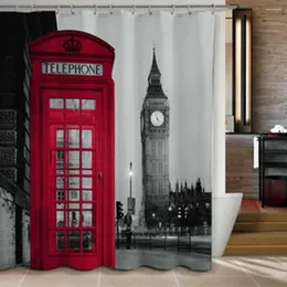 Shower Curtains London Big Ben Pattern Curtain Bathroom Waterproof Fabric W/12 Hooks