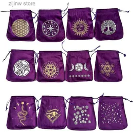 Outra organização de armazenamento doméstico Tarot Card Storage Bag Velvet Tarot Card Life Tree Card Set Crystal Drawstring Bag Dice Tarot Card Set Multiuso Bolsa Y240329