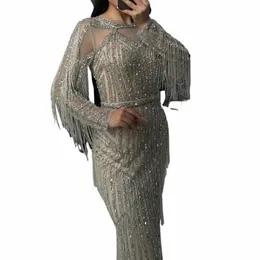 Serene Hill Sier muzułmańska syrena luksus luksusowe koraliki wieczorne dres 2024 Formalne suknie dla kobiet przyjęcie weselne GLA71166 n8xh#