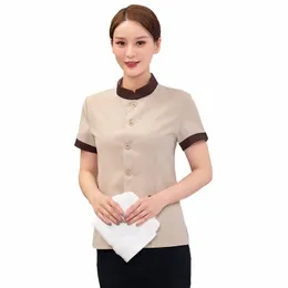 Quarto Tia Limpeza Garçom Meia Manga PA Uniforme Hotel Roupas de Trabalho Verão Serviço de Limpeza Uniforme Manga Curta Hotel g04d #