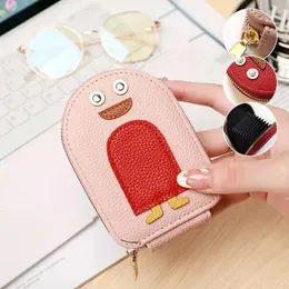 Storage Bags Cute Penguins PU Coin Wallet ISKYBOB Women Genuine Leather Purse Retro Zipper Small Card Holder Portable