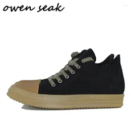 Casual Shoes Owen Seak Women loafers Luxury Trainers äkta läder snör upp höstlägenheter svart sneaker stor storlek