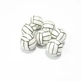 Beads Newest ! 20mm 100pcs/lot Acrylic Matte Pearl Printed Volleyball Beads For Chunky Jewelry Design