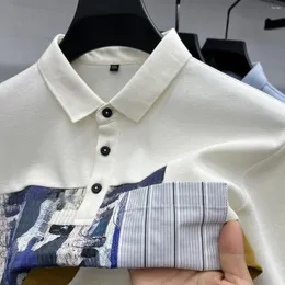 メンズポロスデザインブランドトレンドポロシャツ2024KOREAサマーラペルTシャツ絶妙なパターンステッカー高品質の半袖