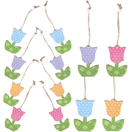 Dekorative Figuren, 12 Stück, Tulpenornament, Holzdekoration, Holzschild, Ornamente, Zuhause, Sommer, klein, für den Weihnachtsbaum, die Blumen, den Frühling