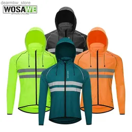 Jaquetas de ciclismo Wosawe mens ciclismo jaqueta com capuz reflexivo à prova de vento caminhadas equitação mountain bike windbreaker mtb bicicleta malha colete wind coat24329