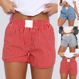 Damen-Shorts, 2024, kariertes Muster, Sommer, Y2k, Knopfleiste vorne, Lounge-Boxershorts, junges 2000er-Jahre-Mädchen, elastisch, niedrige Taille